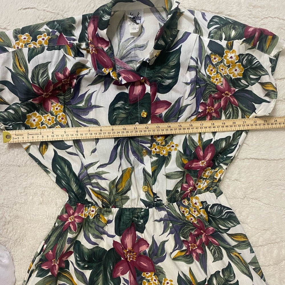Vintage Tapestry Tropical Floral Dress – Size 14 – Made in USA - Picture 7 of 8